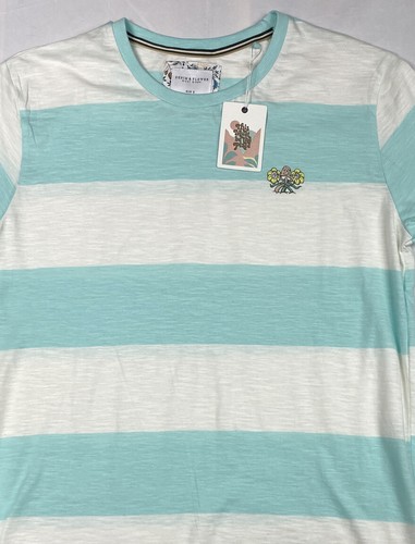Denim & Flower Mushroom Flowers (Mens Sz Small) TShirt White/Baby Blue - Picture 3 of 7