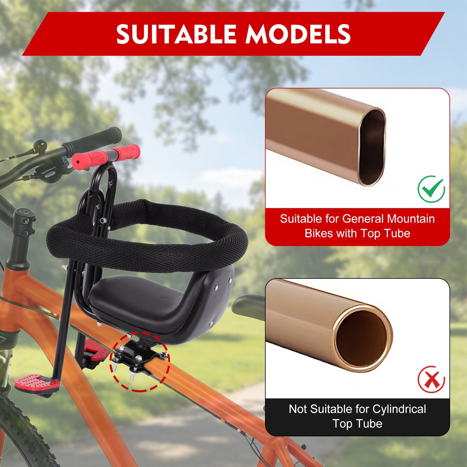 Kid's Bike Seat Front Mounted Child Bike Seat for Adult Bike，Bicycle Kids Chair