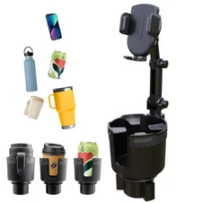 Phone Holder 2 in 1 Cup Holder Expand Adjustable Base w/ Phone Mount 360° Rotate