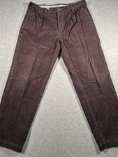 Vintage Polo Ralph Lauren Dark Brown Mens Pleated Corduroy Andrew Pants Sz 38x30