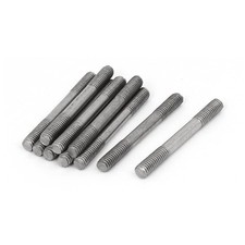 M6x55mm 304 Stainless Steel Double End Threaded Stud Screw Bolt 10pcs