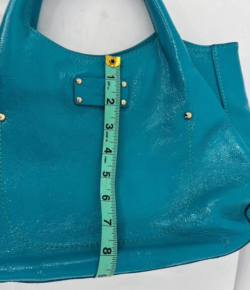 Bolso Cartera Bolso de Mano Vintage Años 90 Y2K Kate Spade NY Fulton Str Cuero Azul Turquesa Foto 3 de 4