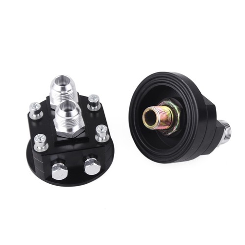 Black AN10 Cooling Sandwich Plate Adapter Oil Filter Relocation Kit Universal - Foto 11 di 12