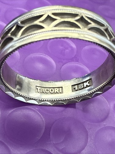 ❤️Anillo de boda Tacori oro blanco 18k 7,19 mm 7,1 g talla 13 ajuste cómodo gemotrico - Imagen 9 de 12