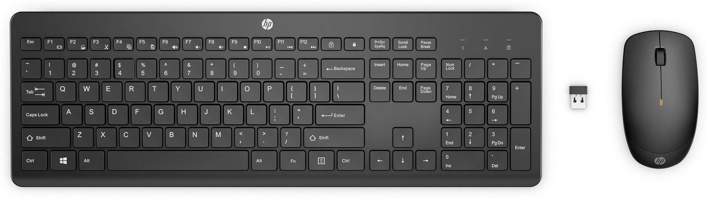 HP 1Y4D0UT Wireless Mouse and Keyboard Combo – Full-Size, 1600 DPI, Black