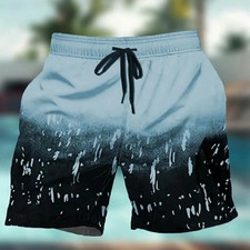 Gradient Colorful Graphic Swim Trunks For Men Geometry 3D Print Beach Shorts Sum