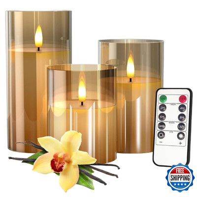 Linyang International Vanilla Scented Flameless Led Candles Remote Timer Real