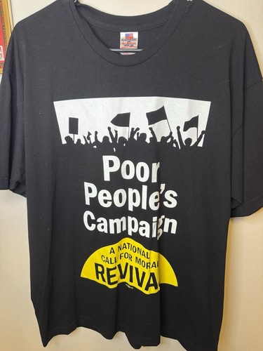 Bayside Poor People’s Campaign Revival Graphic Tee Black Crew Neck Preshrunk L