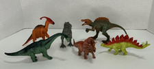 Lot of 6 Plastic Dinosaurs Spino T-Rex Brachio Stego Triceratops Parasaurolophus