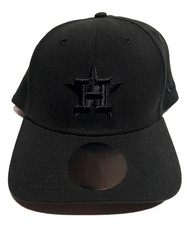 New Era Houston Astros All Blackout Blacked Out 39Thirty Flex Fit Hat Cap L - XL