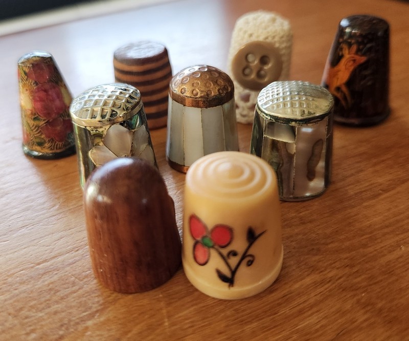 Mixed Thimbles Crochet-Abalone With Copper &Silver-Wood-Tagua Nut