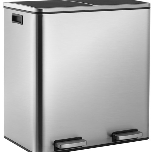 Mülleimer 2 Fächer, Abfalleimer Küche 60L 2x 30 Liter, aus Metall, mit Softcl… Mülleimer 2 Fächer, Abfalleimer Küche 60L 2x 30 Liter, aus Metall, mit Softcl…