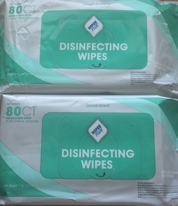 2 pk WipesPlus Disinfectant Wipes Lemon Scent One-Step Hospital Strength 
