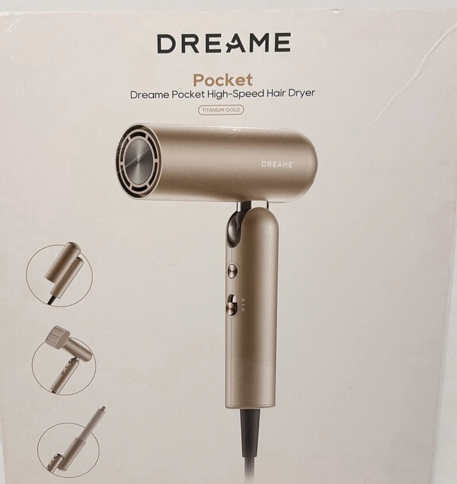 Dreame Pocket Titanium Gold High-Speed Hair Dryer + 2 Nozzles (Used) - Image 2 of 4