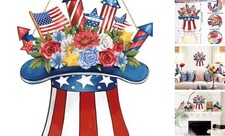 Wooden 4th of July Decoration Door Wreath for Front Door Sign Star Large Blue