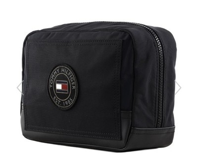 Tommy Hilfiger Herren TH Texture Block Kulturtasche schwarz Kulturbeutel Reißverschluss neu mit Etikett