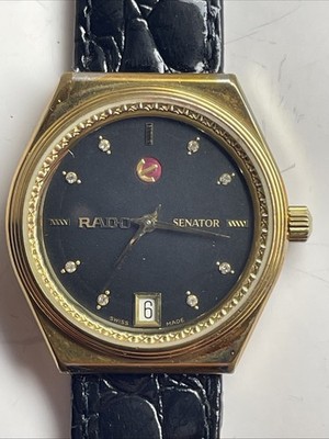 Rado Senator Watch Swiss Automatic Diamond Indices Date Indicator Mens Vintage