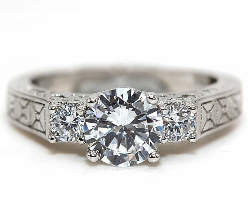 3CT Heat Treated Moissanite 925 Sterling Silver Ring Sz 7 MM2-6