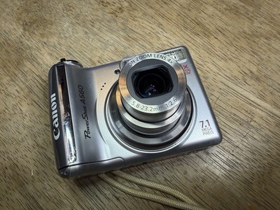 Canon PowerShot A560 7.1 MP Digital Camera 4x Optical Zoom Silver TESTED Working