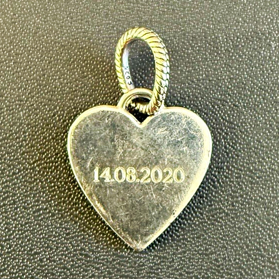 925 Sterling Silver I Love You Heart Dangle Bracelet Charm ALE 1.98g Engraved