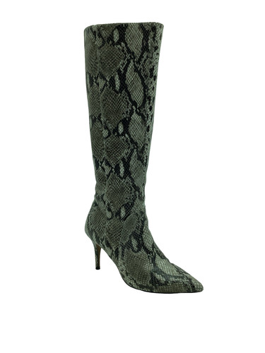 Paola Leather Snake Skin Print Tall Boots Size: 6