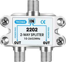 2 Way Coaxial Cable Splitter,Support 10-2602MHz, RG6 Compatible, Nickel-Plated f