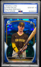 Ethan Salas 2023 Bowman Chrome Sapphire Auto PSA DNA 1st Bowman #BCP-171 Padres