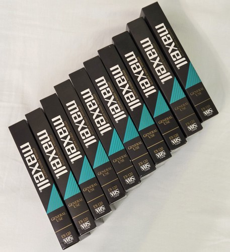 Maxell EX-120 10 Used Blank VHS Cassette Tapes Lot of Ten Reusable Videos T-120