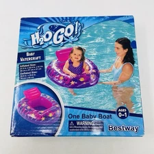 H2OGO! Bestway Ages 0-1 Inflatable Baby Boat Pool Float 27.2" x 22.4"x8.3”