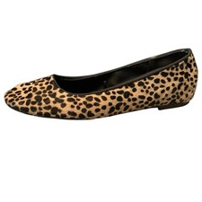 ZARA Size 7 Calf Hair Animal Print Leather Ballet Flat 38