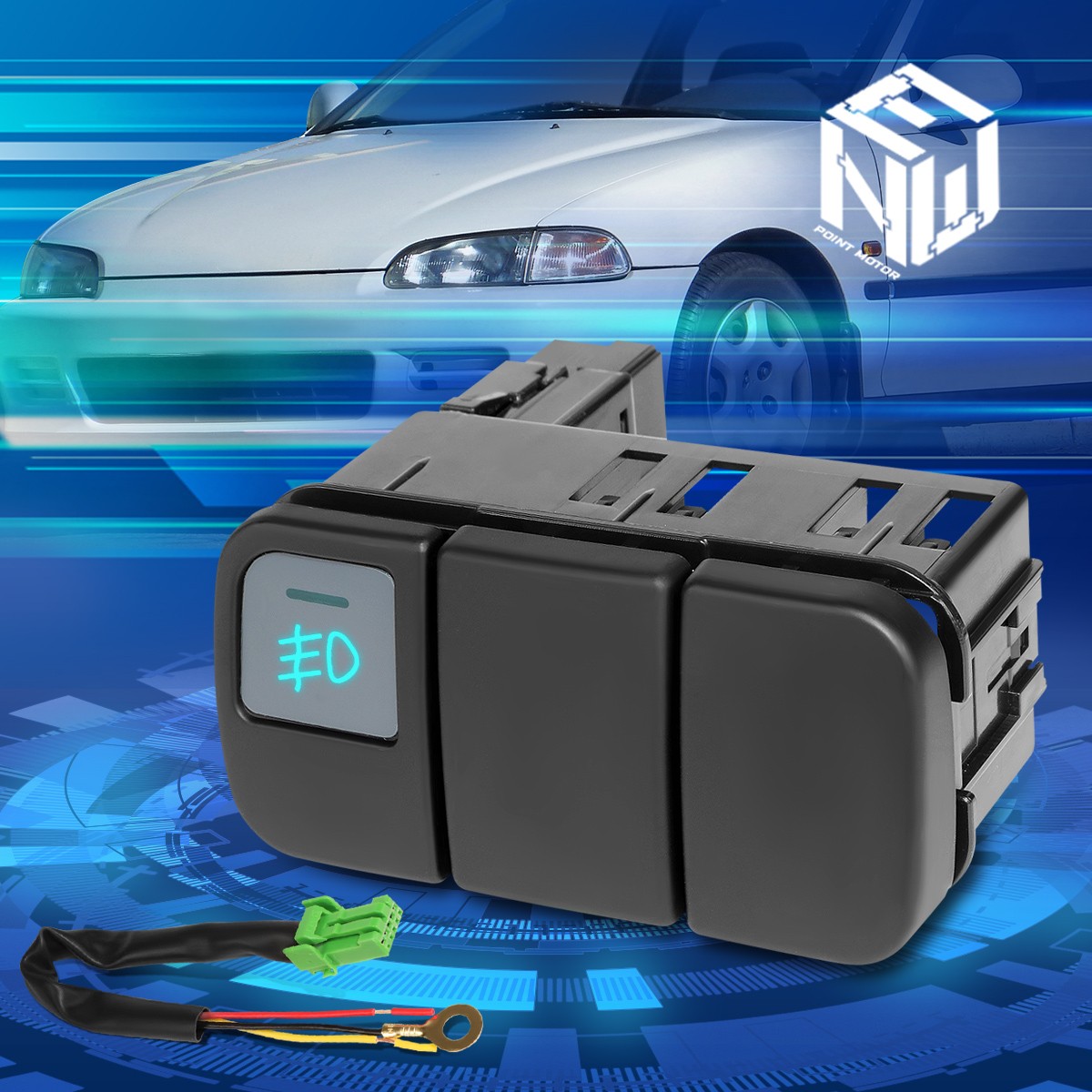 PM Performotor Dash Mounted Fog Light Switch & Wiring Harness For Honda Civic 92-95