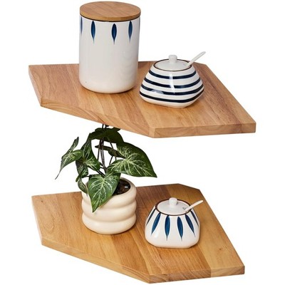 Eckregal Hängend 2er-Set Eiche Wandregal Landhausstil Diamantform Holz