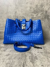 Bottega Veneta Roma Medium Klein Blue Tote Bag Intrecciato Nappa Leather Auth