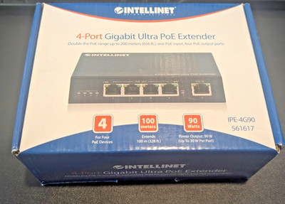 NEW Intellinet 4-Port Gigabit Ultra PoE Extender