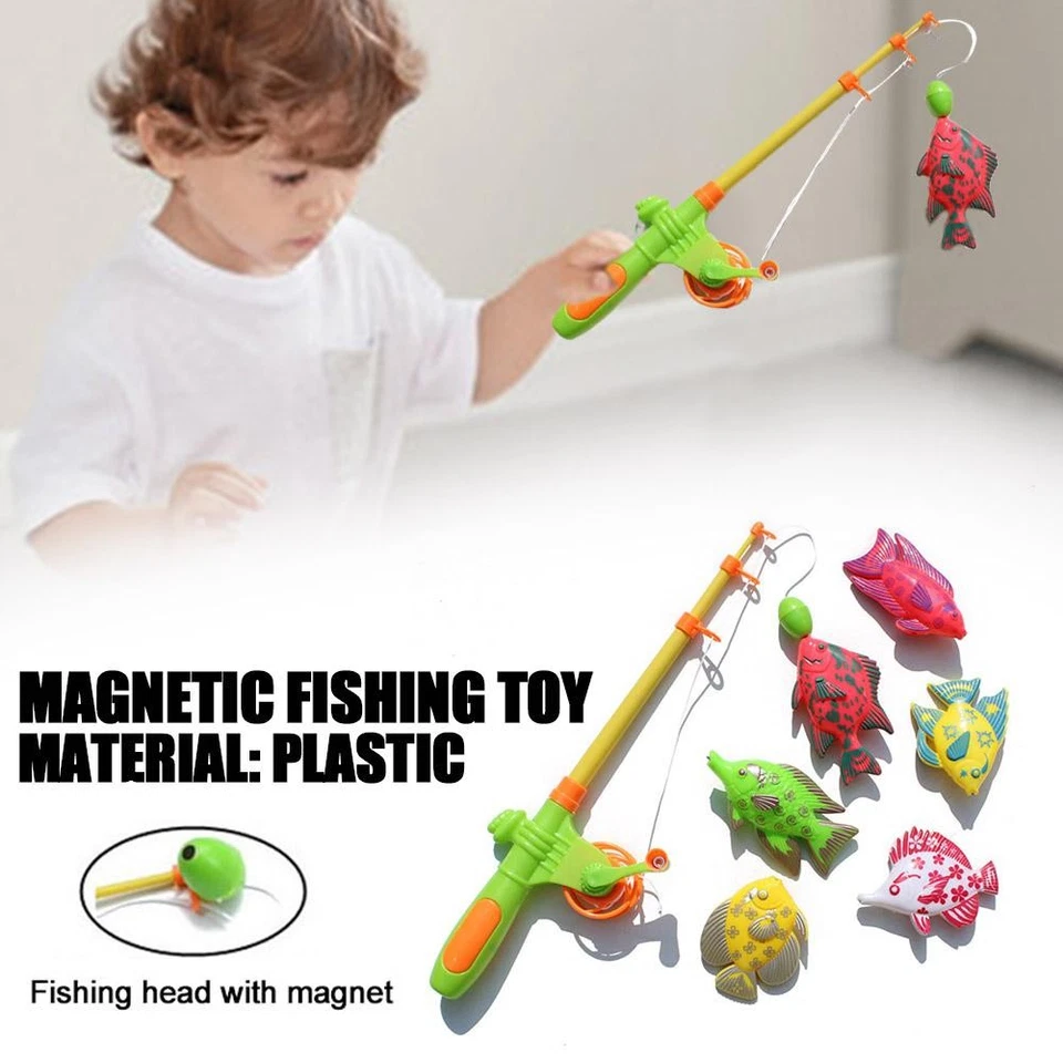 7pcs Magnetische Angelspielzeug Kinder 3D Fisch Baby Spielzeug U4D7G5St Bad B8C8