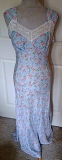 Vintage 40s 50s Bias Cut Light Blue Floral Nightgown Bennington 34