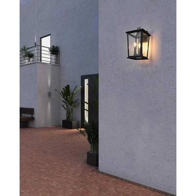 Outdoor Wall Sconce Light Fixture Black Exterior Porch Walkway Lantern Lamp 16''