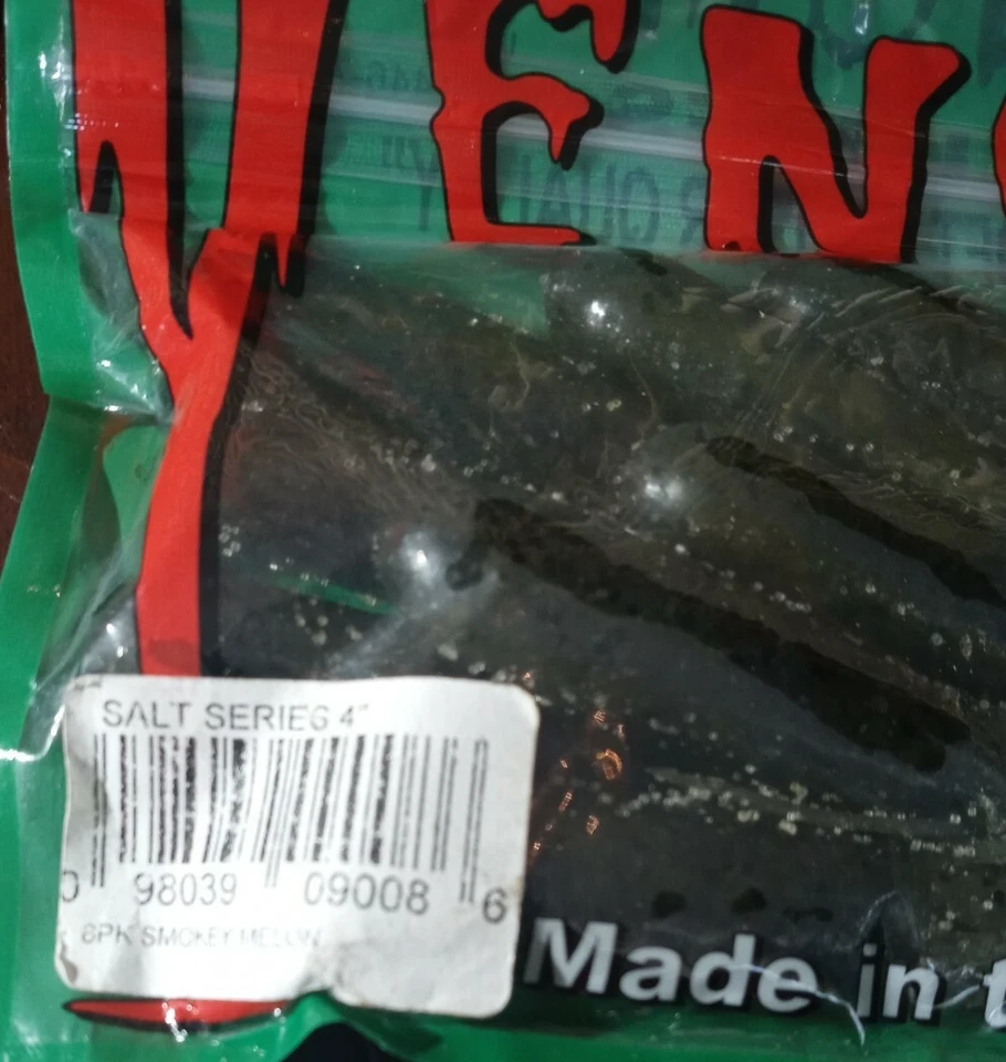 毒液 4 英寸烟熏瓜盐系列钓鱼饵-1 件装 8 件-全新-发货 24 小时 — 第 2/4 张图片