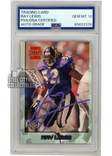 Ray Lewis 1996 Topps Stadium Club Autograph Rookie Card #351 PSA/DNA 10 (Purple)