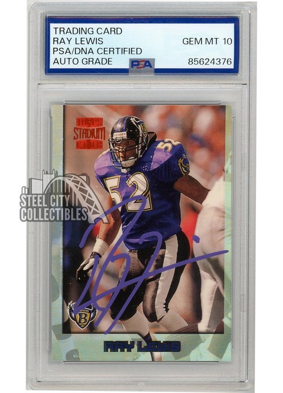 Ray Lewis 1996 Topps Stadium Club Autograph Rookie Card #351 PSA/DNA 10 (Purple)