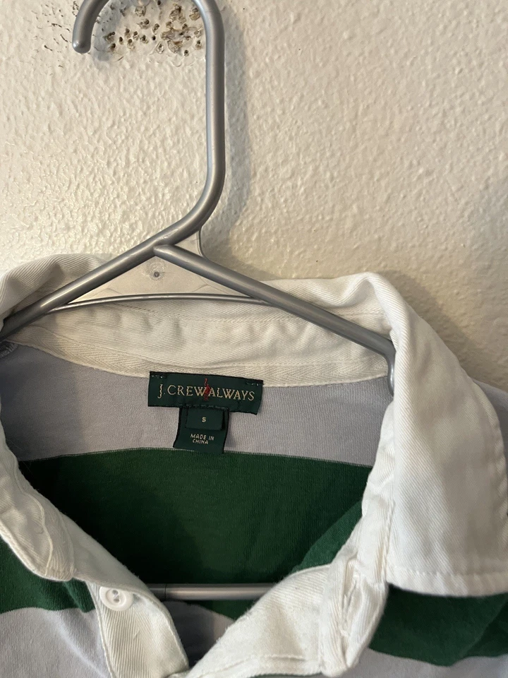 Camisa de rugby feminina vintage J Crew Oarsman listrada verde azul 1984 Preppy G8325 - Imagem 3 de 4