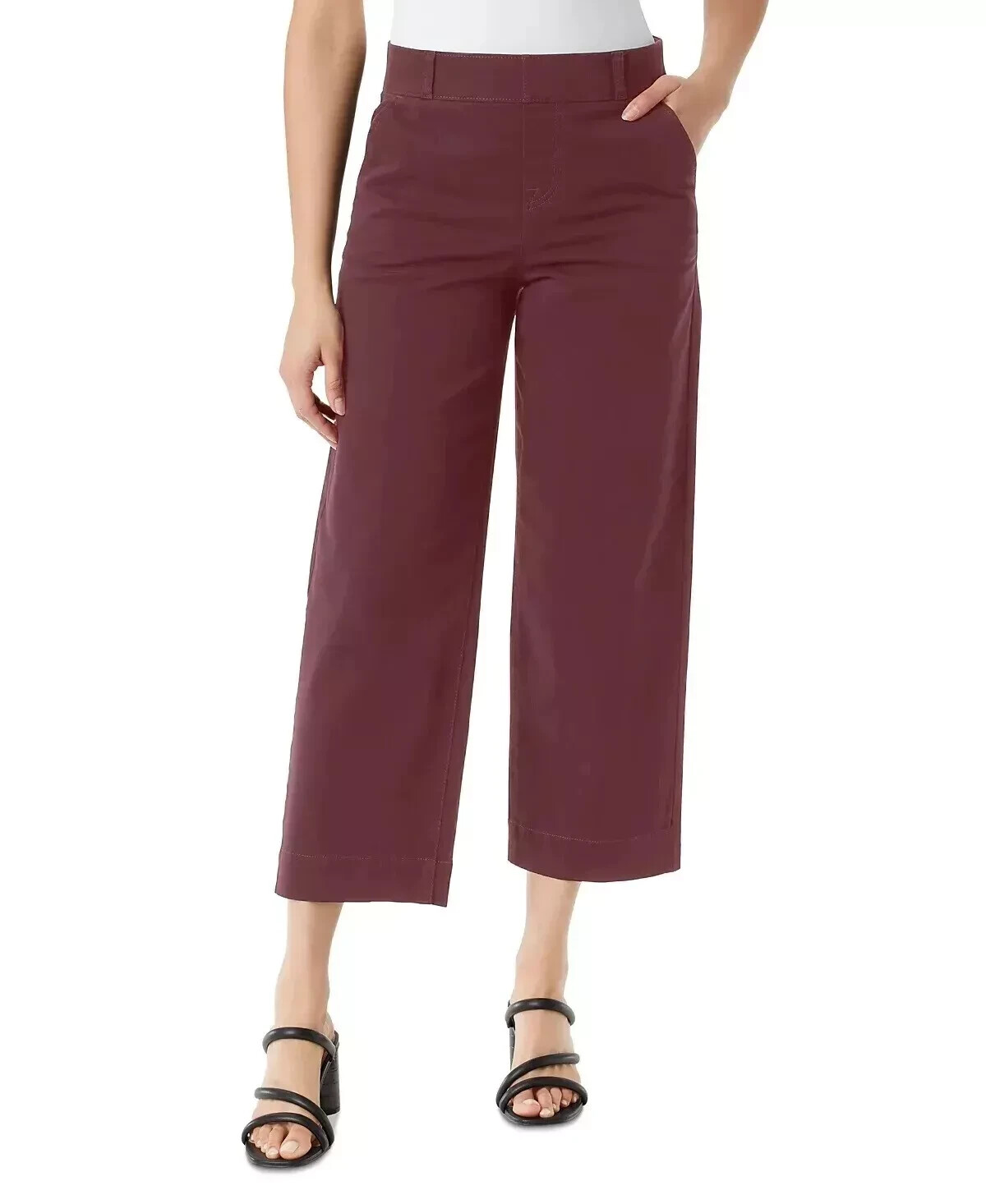 Gloria Vanderbilt Women's Red Pull-On Wide-Leg Crop Pants Size 12 - New Arrival
