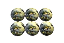 Cabinet and Drawer Knobs, Set of 6 Bass Jumping Fishing Wood Cabinet Knobs