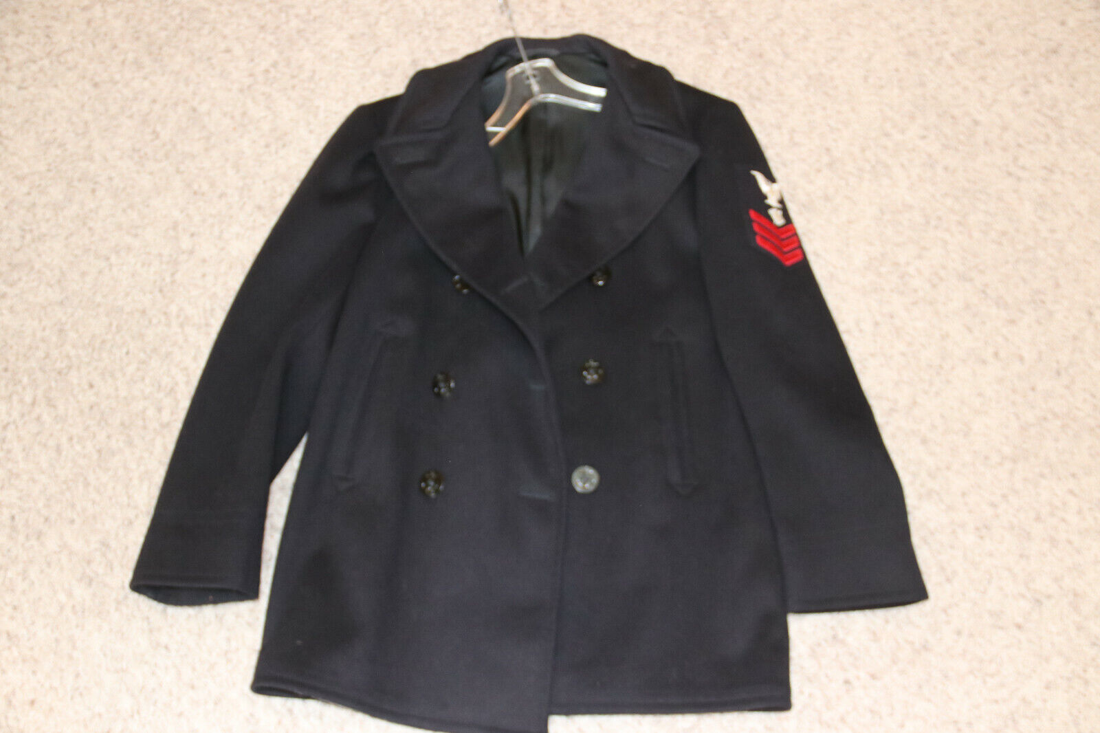 U.S. Navy Mens Wool Pea Limited price sale Size 40 Alternative dealer Coat W insignia