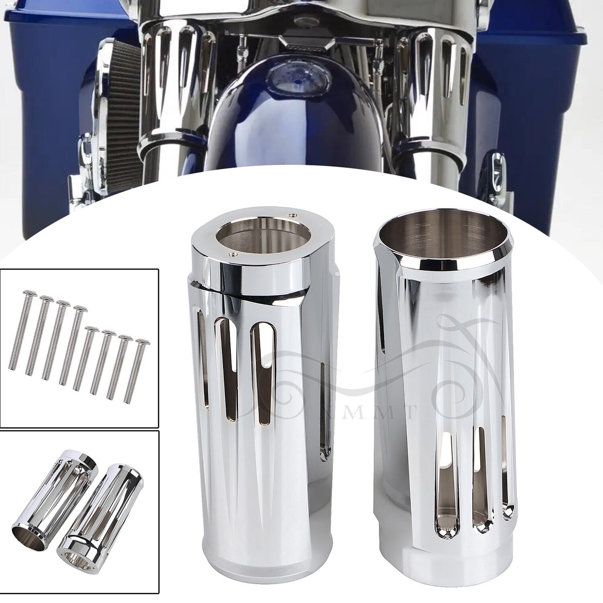 2pcs Front Fork Boot Cap Covers 39mm Black Fit For Harley