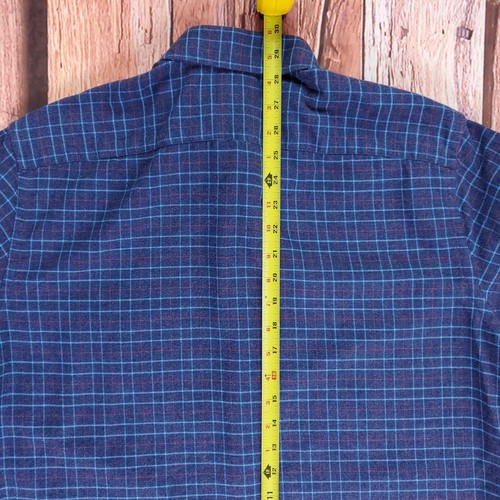 Camicia Untuckit manica lunga con bottoni in flanella blu a quadri uomo taglia L - Foto 8 di 9