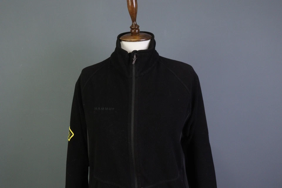 Chaqueta polar Mammut Swiss negra exterior bolsillos con cremallera completa talla M para dama Foto 2 de 4