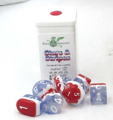 Role 4 Initiative 50912-7C-S Diffusion Stars & Stripes [Arch'd4] (Set of 7 Dice)