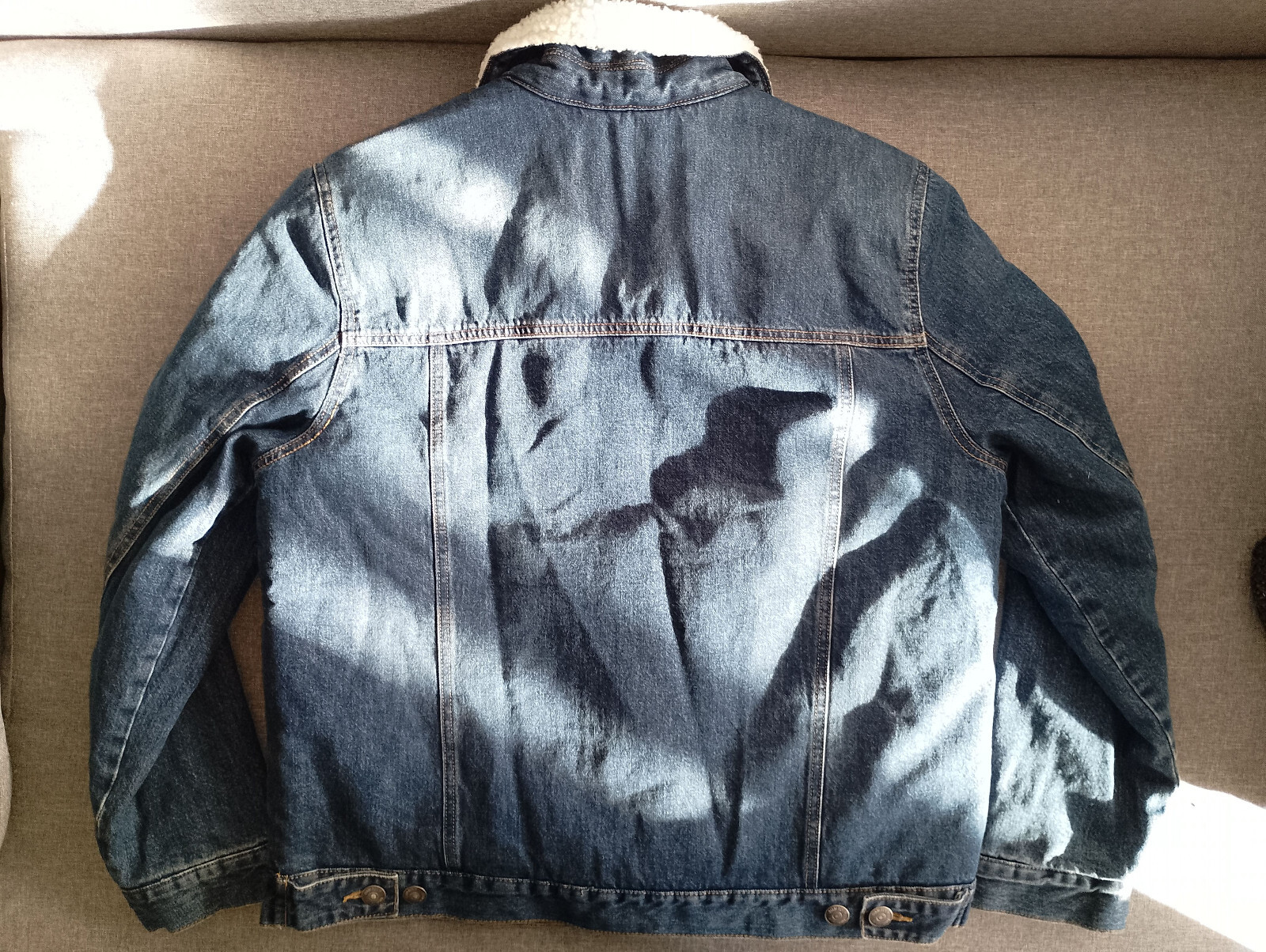 KIABI Sherpa Borge Lined Type 3 Blue Denim Standard Trucker Jean Jacket, size XL image 9
