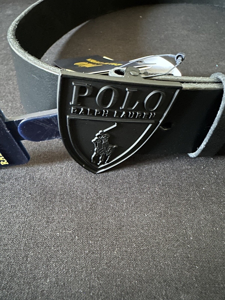 Polo Ralph Lauren Shield Horse Buckle Leather Belt Size Multi New